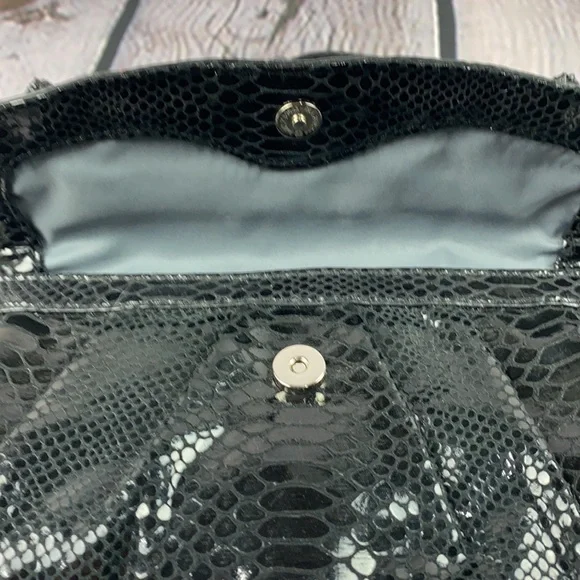 NINE WEST Black Snake Print Clutch/Wristlet Bag - Picture 11 of 17